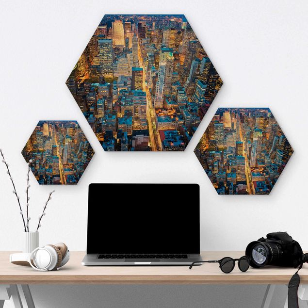 Hexagons houten schilderijen Midtown Manhattan