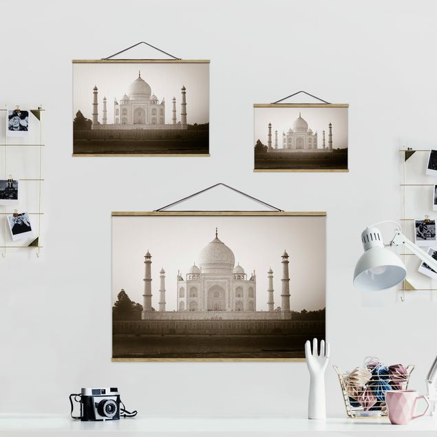 Stoffen schilderij met posterlijst Taj Mahal