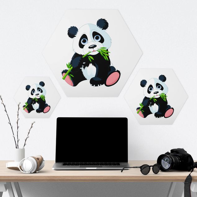 Hexagons Forex schilderijen Nibbling Panda
