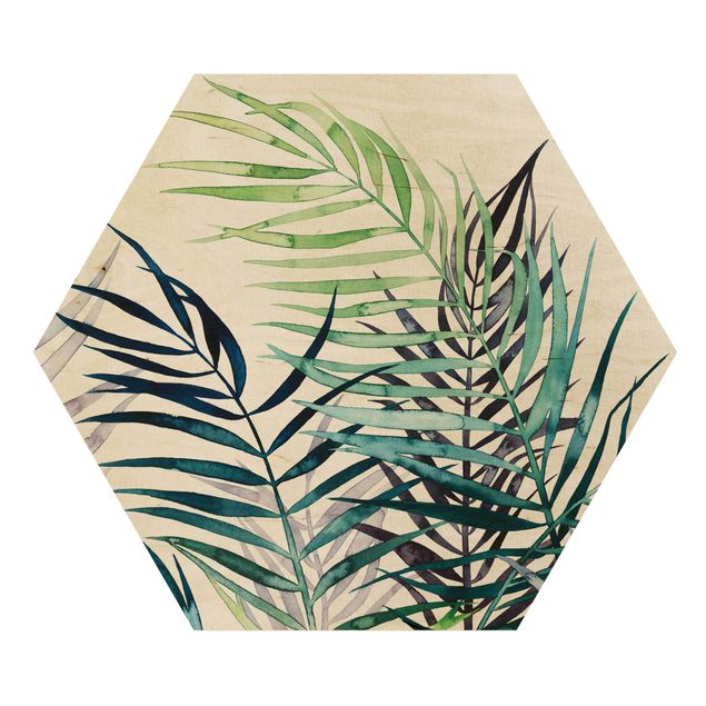 Hexagons houten schilderijen Exotic Foliage - Palme