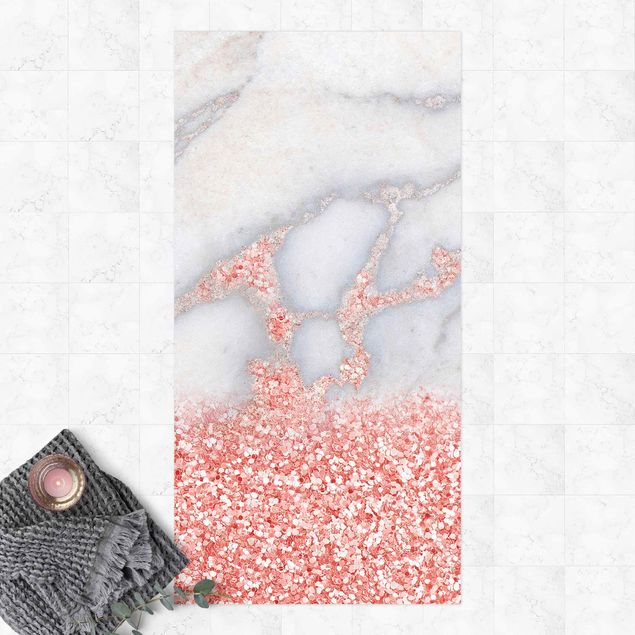 balkon tapijt Marble Look With Pink Confetti