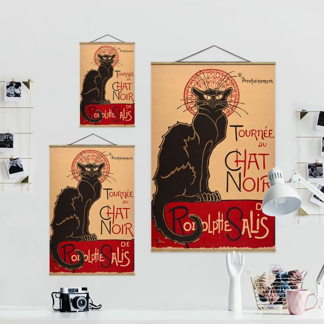 Stoffen schilderij met posterlijst Théophile Steinlen - The Black Cat