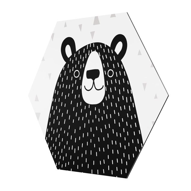 Hexagons Aluminium Dibond schilderijen Zoo With Patterns - Bear