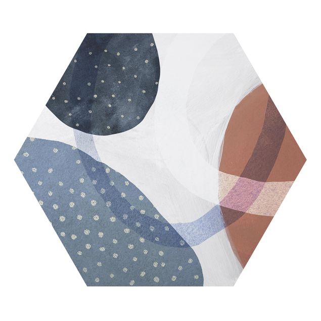 Hexagons Aluminium Dibond schilderijen Orbit With Dots I