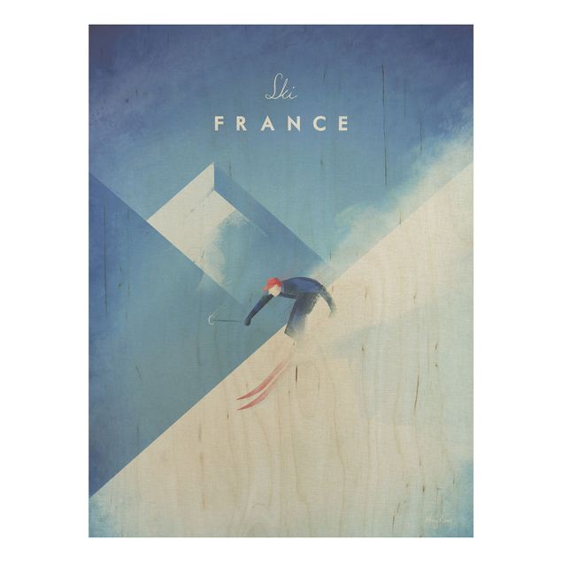 Houten schilderijen Travel Poster - Ski In France