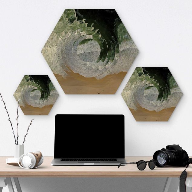 Hexagons houten schilderijen Geometry Meets Beach