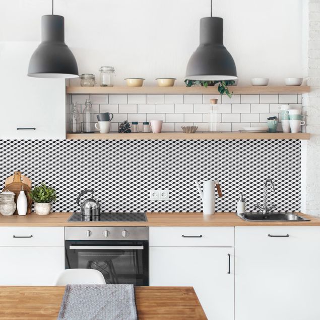 Achterwand voor keuken tegelmotief Geometrical Tile Mix Cubes Black