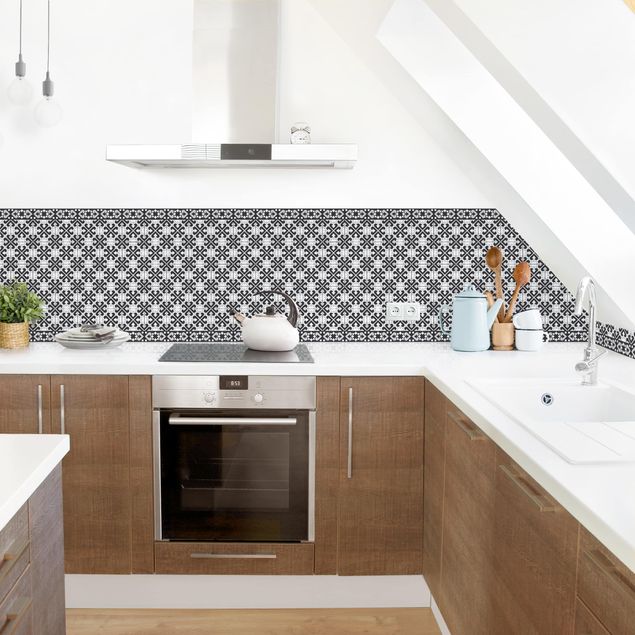 Achterwand voor keuken patroon Geometrical Tile Mix Hearts Black