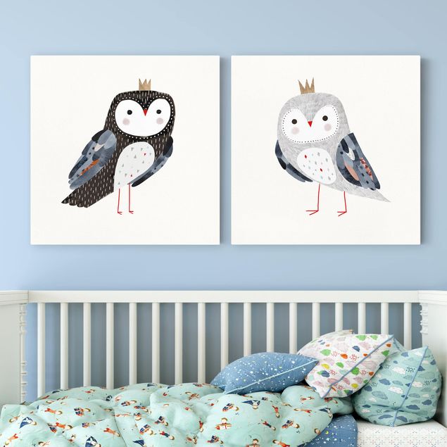 Canvas schilderijen - 2-delig  Winning Owl Set I