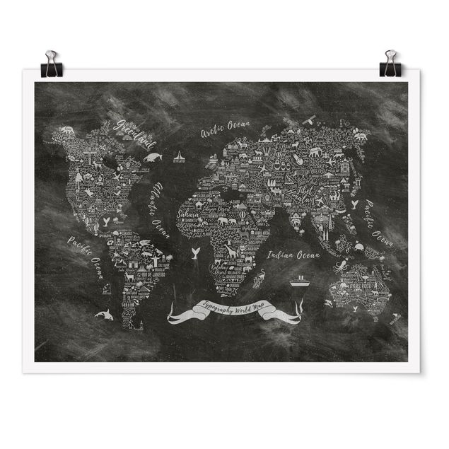 Posters Chalk Typography World Map