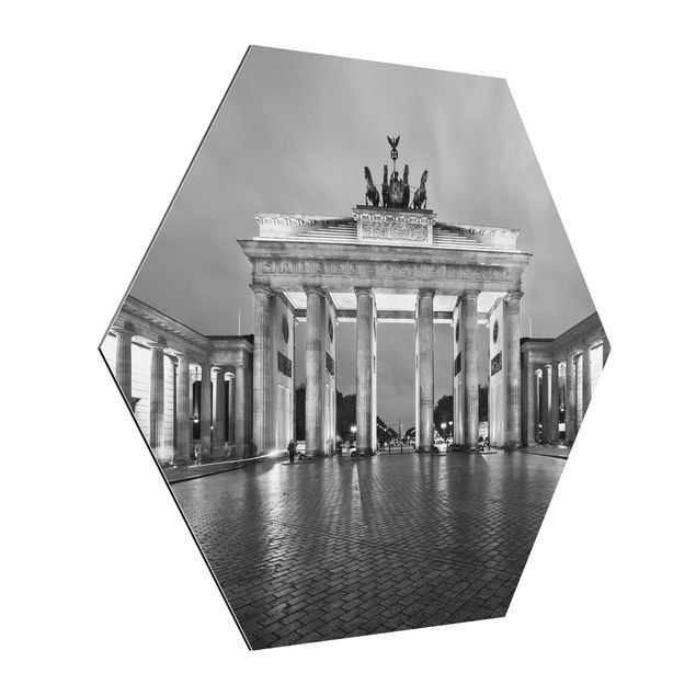 Hexagons Aluminium Dibond schilderijen Illuminated Brandenburg Gate II