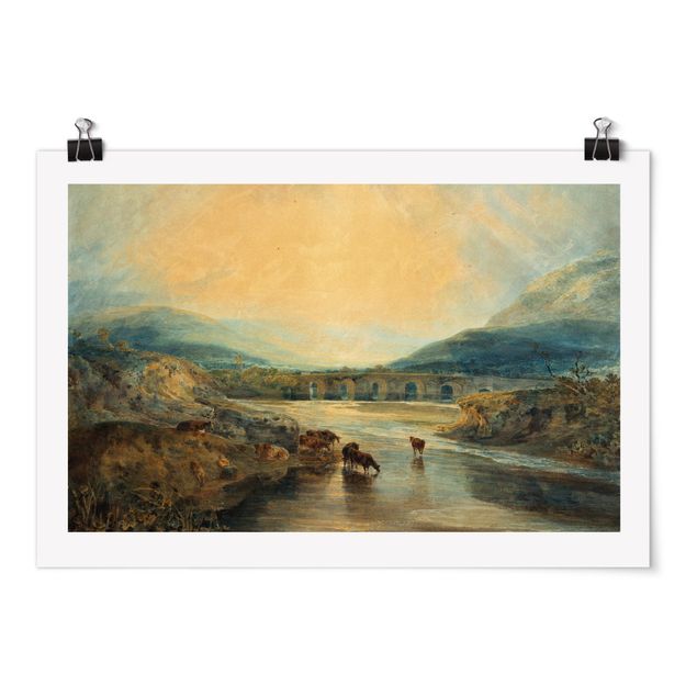 Posters William Turner - Abergavenny Bridge, Monmouthshire: Clearing Up After A Showery Day