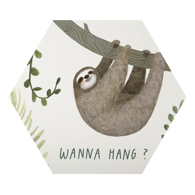 Hexagons Aluminium Dibond schilderijen Sloth Sayings - Hang
