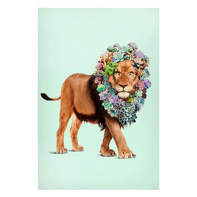 Magneetborden Lion With Succulents