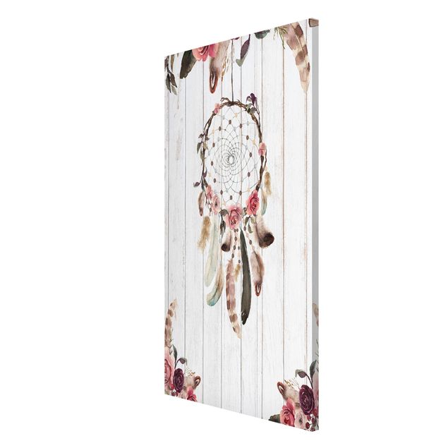 Magneetborden Dream Catcher Feathers Wood Look White