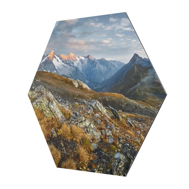 Hexagons Aluminium Dibond schilderijen Col De Fenêtre Switzerland