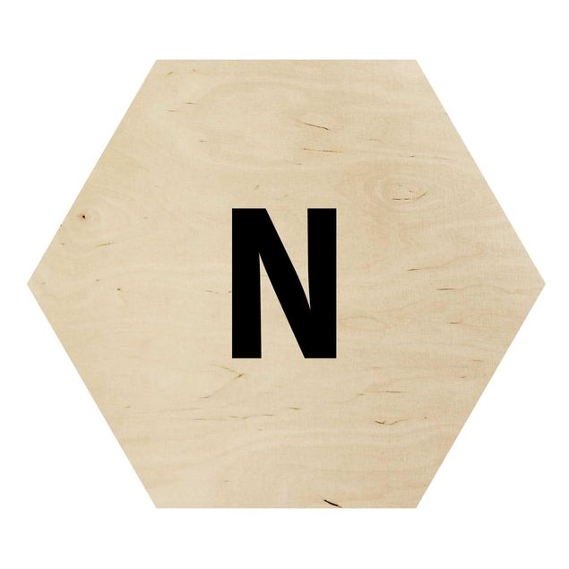 Hexagons houten schilderijen Letter White N