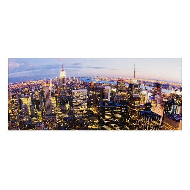 Aluminium Dibond schilderijen New York Skyline At Night