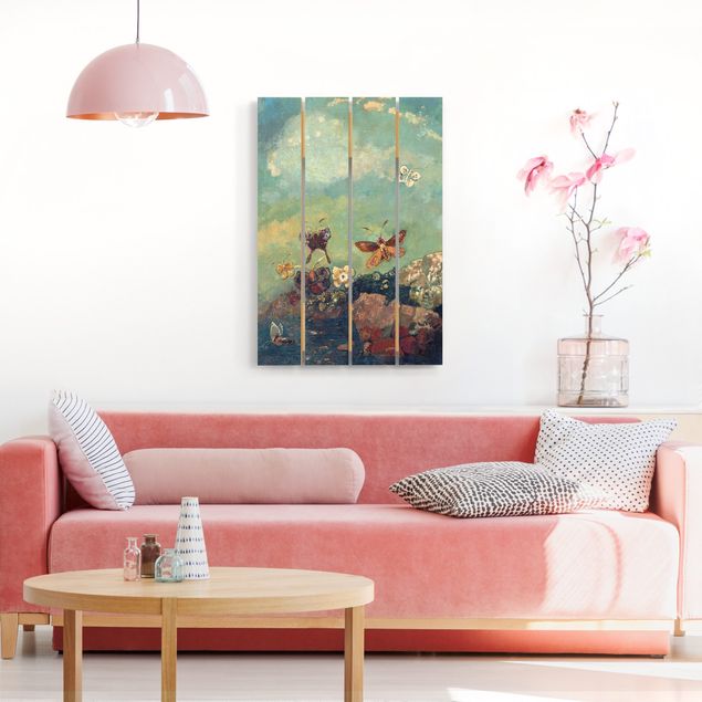 Houten schilderijen op plank Odilon Redon - Butterflies