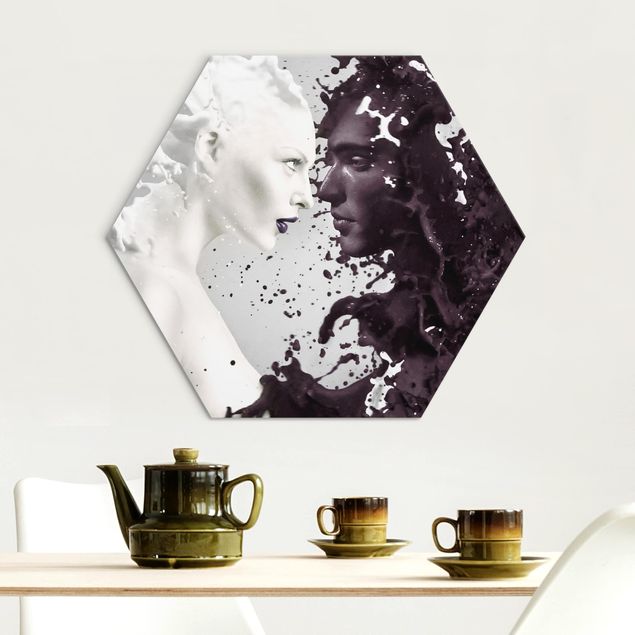 Hexagons Aluminium Dibond schilderijen Milk & Coffee