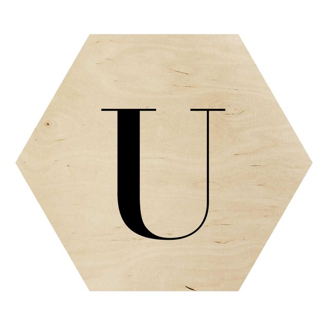 Hexagons houten schilderijen Letter Serif White U