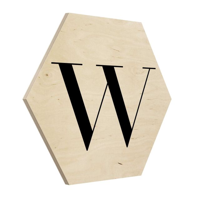 Hexagons houten schilderijen Letter Serif White W