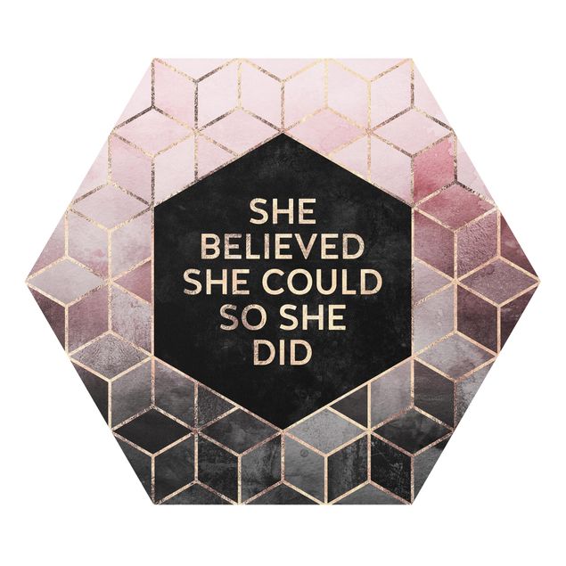 Hexagons Forex schilderijen She Believed She Could Rosé Gold