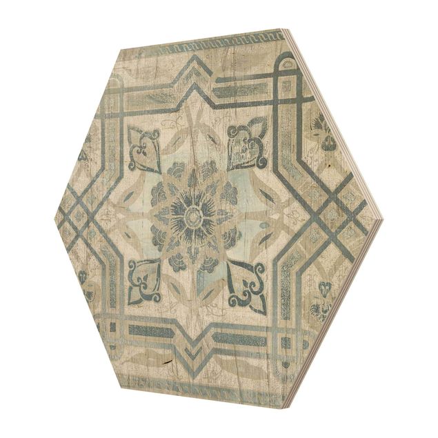 Hexagons houten schilderijen Wood Panels Persian Vintage III