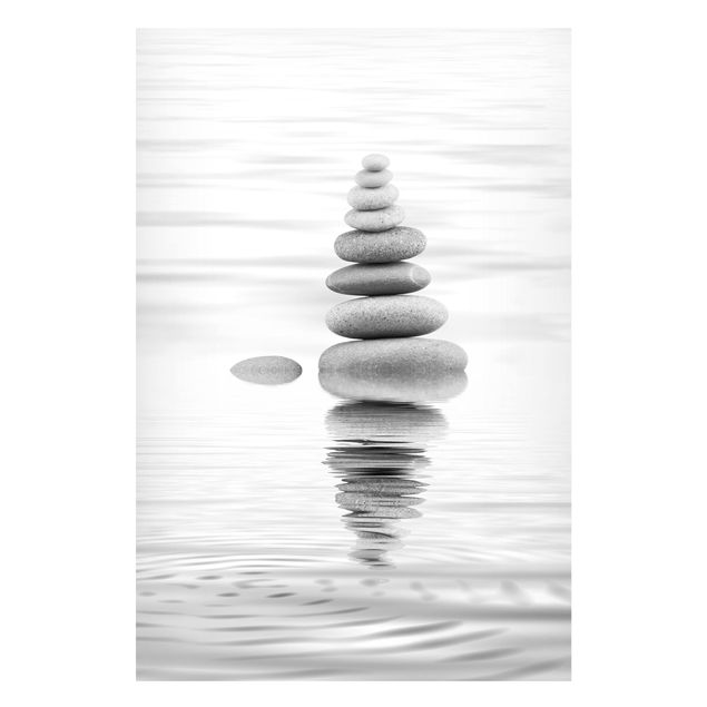 Magneetborden Stone Tower In Water Black And White