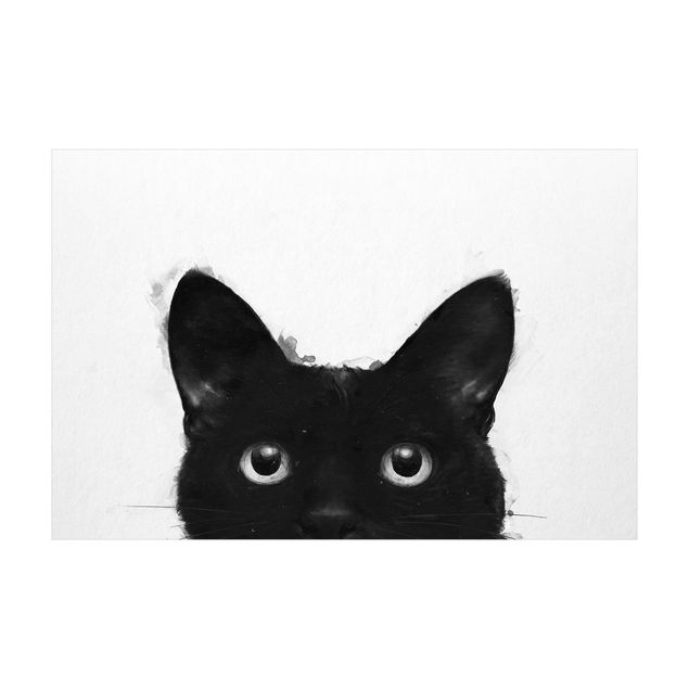 kleed eetkamer Illustration Black Cat On White Painting