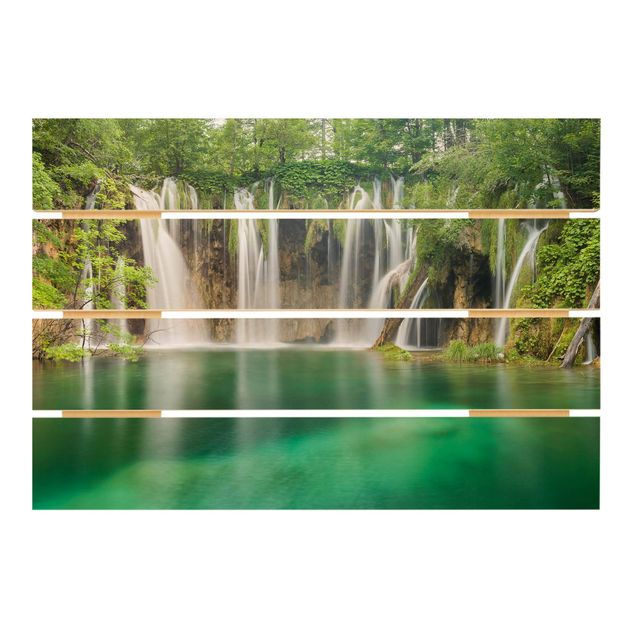 Houten schilderijen op plank Waterfall Plitvice Lakes
