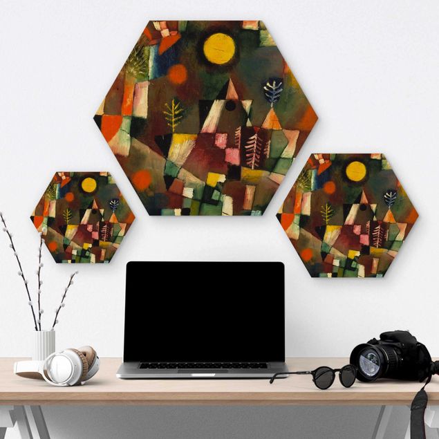 Hexagons houten schilderijen Paul Klee - The Full Moon