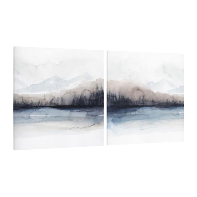 Canvas schilderijen - 2-delig  Lakeside With Mountains Set I
