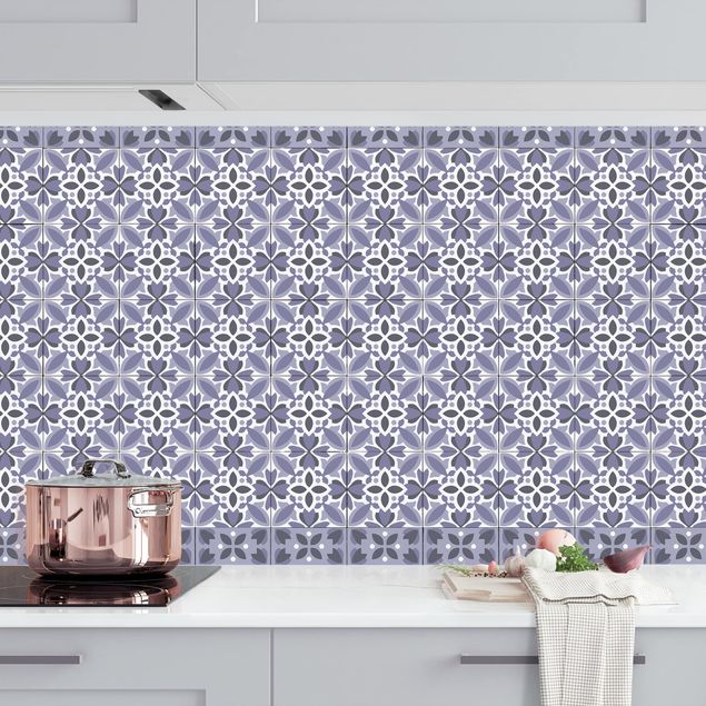 Achterwand voor keuken patroon Geometrical Tile Mix Blossom Purple