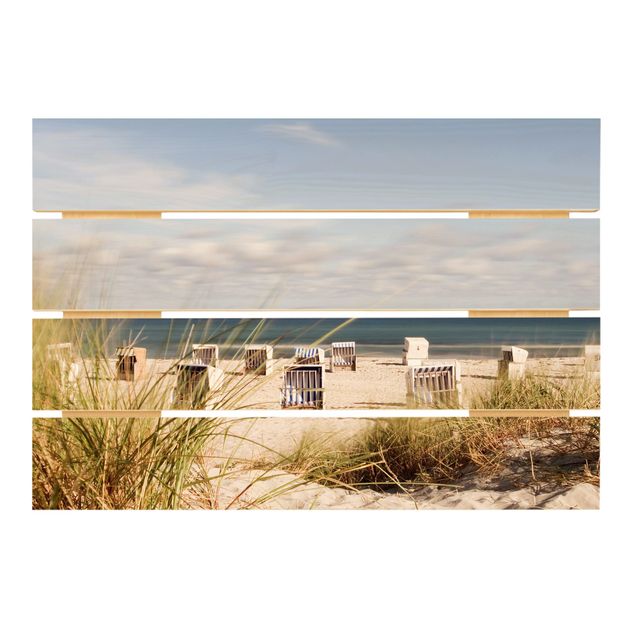 Houten schilderijen op plank Baltic Sea And Beach Baskets
