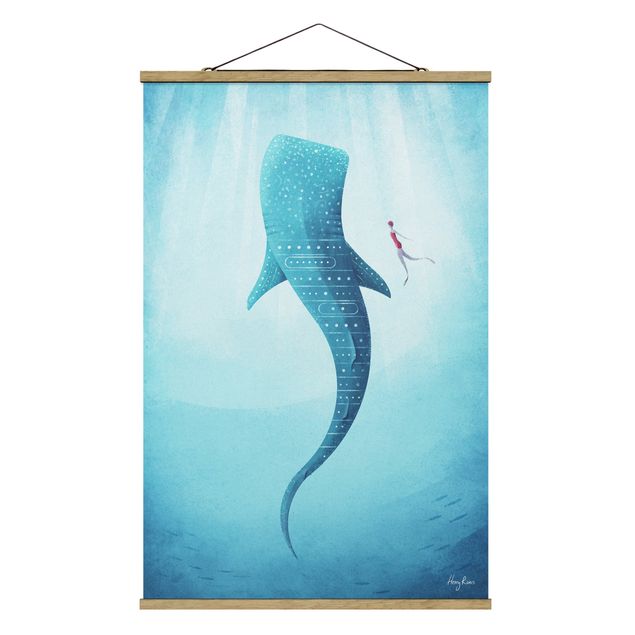 Stoffen schilderij met posterlijst The Whale Shark
