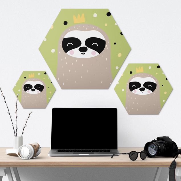 Hexagons Aluminium Dibond schilderijen The Most Slothful Sloth