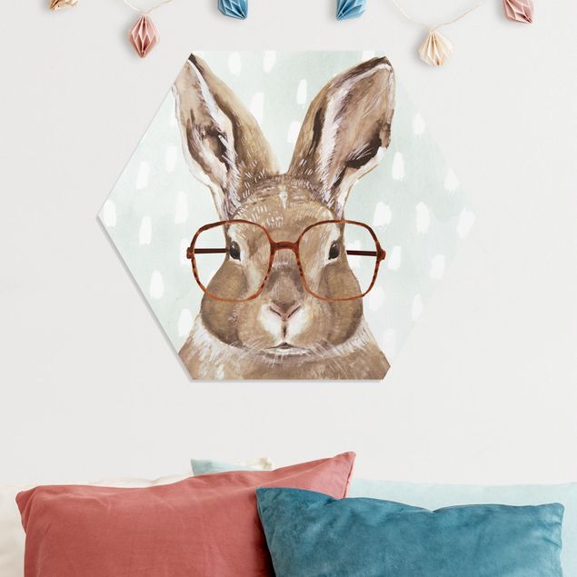 Hexagons Forex schilderijen Animals With Glasses - Rabbit