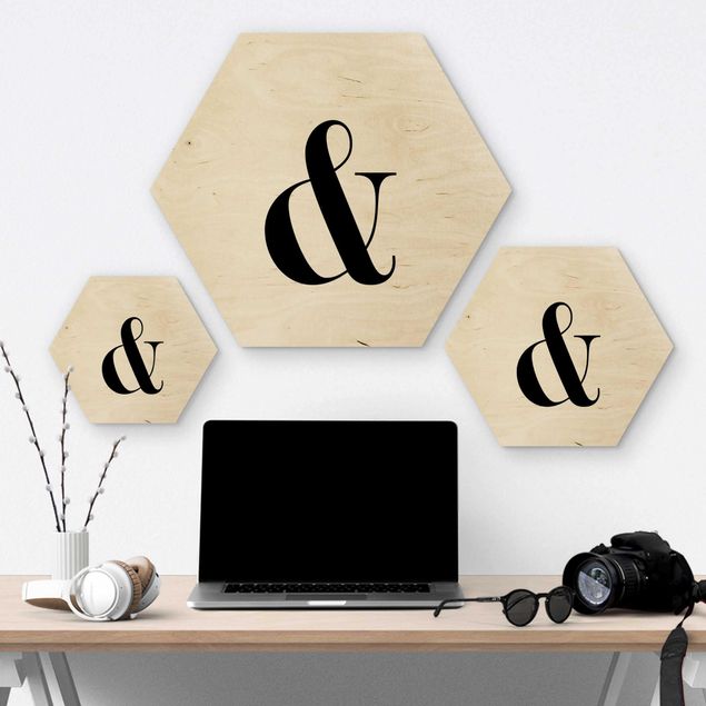 Hexagons houten schilderijen Letter Serif White &