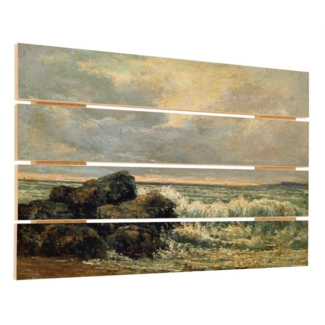 Houten schilderijen op plank Gustave Courbet - The wave