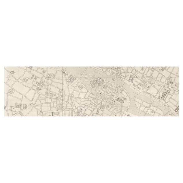 Keukenachterwanden Vintage Map Paris At the Seine In Cream Colour
