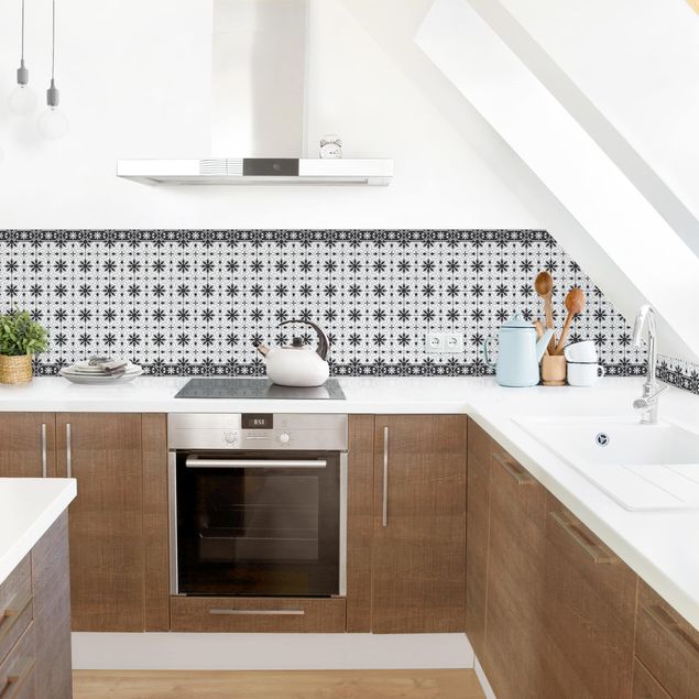 Achterwand voor keuken tegelmotief Geometrical Tile Mix Cross Black