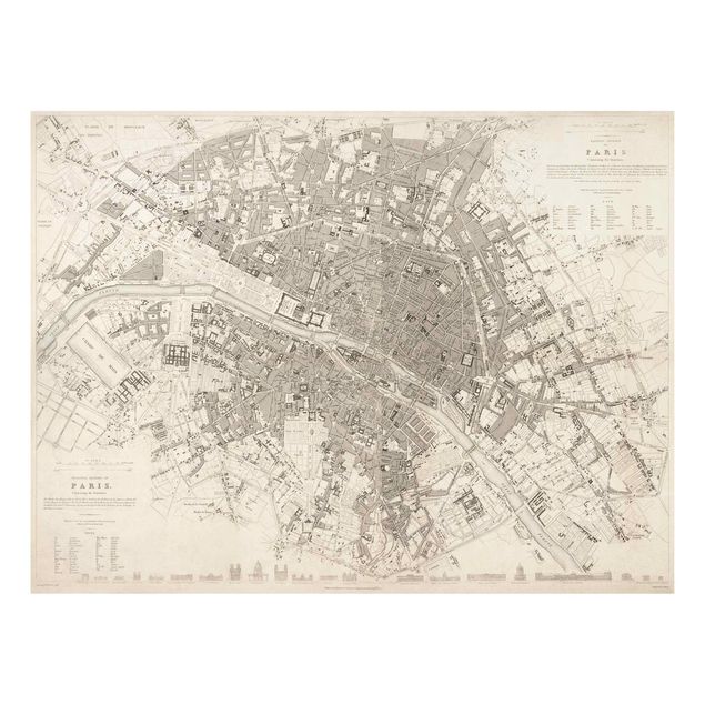 Forex schilderijen Vintage Map Paris