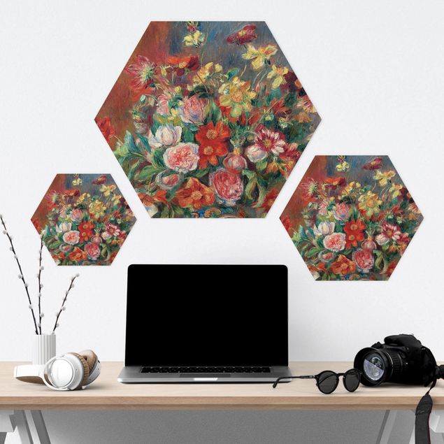 Hexagons Aluminium Dibond schilderijen Auguste Renoir - Flower vase