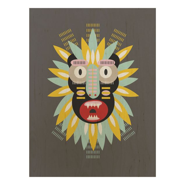 Houten schilderijen Collage Ethnic Mask - King Kong