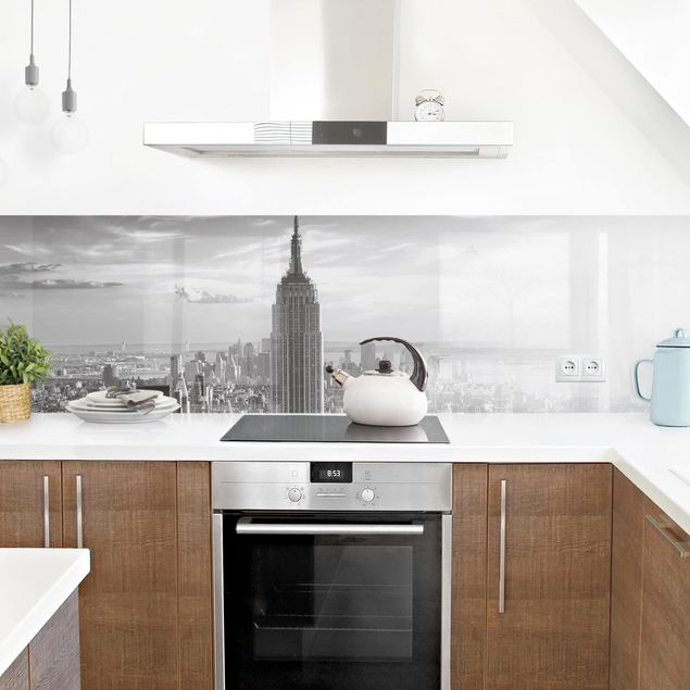 Achterwand voor keuken en zwart en wit Manhattan Skyline