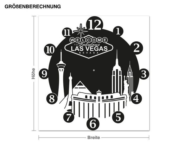 Muurstickers met klok Las Vegas clock