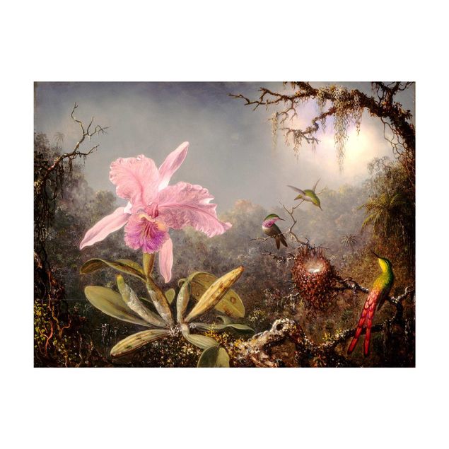 kleed eetkamer Martin Johnson Heade - Orchid And Three Hummingbirds