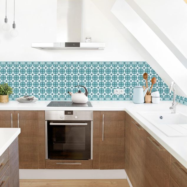 Achterwand voor keuken Geometrical Tile Mix Circles Turquoise