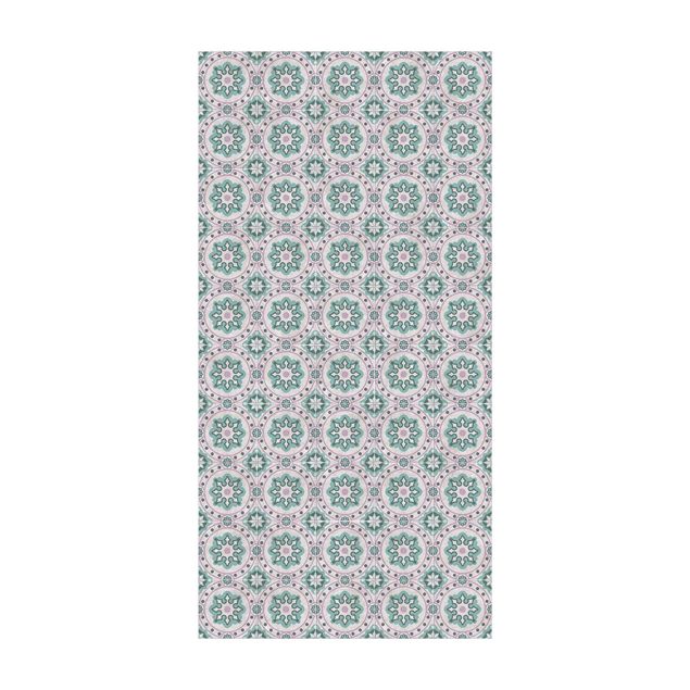 paars tapijt Floral Tiles Turquoise Light Pink